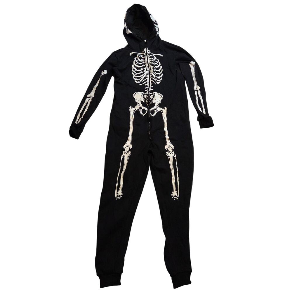 URATOT Women XL Glow in Dark Skeleton Halloween Costume Hooded Full-body Pajama